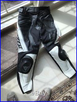 Dainese Mens Leather Pants Black/White Size 52 Barely Worn