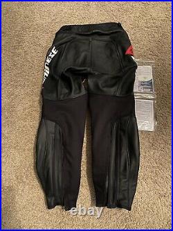 Dainese Motorcycle Leather Racing Pants Size 50 Euro Black NEW
