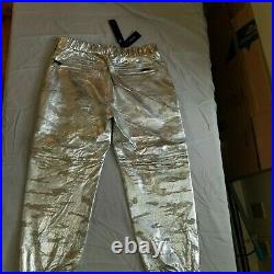 Daniel Won Silver Metallic Lambskin Leather Cargo Pants NWT $150. $1195 Retail