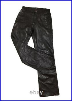 Daniele Alessandrini Burgundy Real Soft Leather Straight Leg Trousers W30 L31
