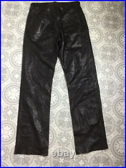 Daniele Alessandrini Burgundy Real Soft Leather Straight Leg Trousers W30 L31