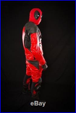 Deadpool Costume cosplay Motor Sports Track Leather Jacket Motorcycle and Pants