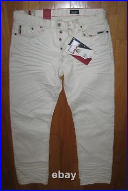 Denim & Leathers Marc Moto 16s Wrinkled Beige Cotton Straight Pant Size 34 X 32