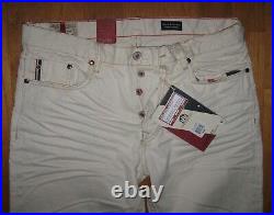 Denim & Leathers Marc Moto 16s Wrinkled Beige Cotton Straight Pant Size 34 X 32