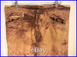 Designer ROBERTO Just CAVALLI Men's Brown Suede Leather Trousers Waist 36