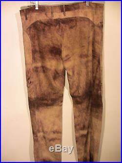 Designer ROBERTO Just CAVALLI Men's Brown Suede Leather Trousers Waist 36