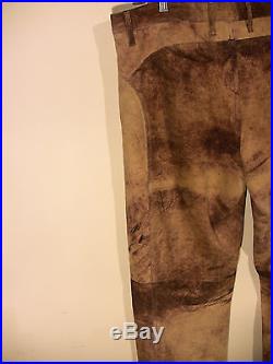 Designer ROBERTO Just CAVALLI Men's Brown Suede Leather Trousers Waist36'