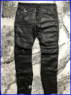 Diesel Black Gold Mens Leather Pants Brown Rare Rock Roll Biker 29