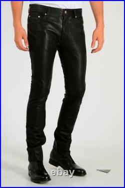 Diesel Black Leather Biker Pants Trousers size 31/32 New