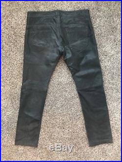 Diesel Leather Grey Black Pants Men Super Soft Sheepskin 33 Waist X 31 Inseam