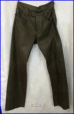 Diesel Leather Pants Mens Brown Straight Leg Butterfly Size 32