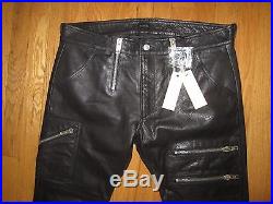 Diesel Leather Pants P-Zipps Black Men Sz. 34 NEW