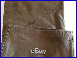 Diesel Men's Brown 100% Leather Pants Size 33 Button Fly