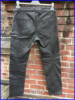 Diesel Mens Leather Pants Biker Jeans P Yardy 30x30 Black Zippers $800 Lambskin