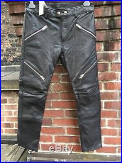 Diesel Mens Leather Pants Biker Jeans P Yardy 30x30 Black Zippers $800 Lambskin