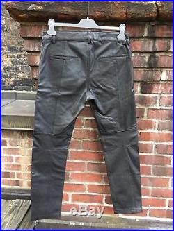 Diesel Mens Leather Pants Biker Jeans P Yardy 33 Black Zippers $800 Calf Skin