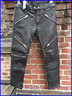Diesel Mens Leather Pants Biker Jeans P Yardy 34x30 Black Zippers $800 Lambskin