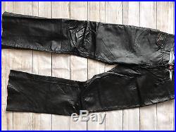 Diesel Mens Leather Pants Size 33 Black Bootcut Lined Motorcycle Flat Front