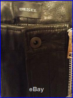 Diesel P-ZIPP Leather Trousers Men's 27 Waist New With Tags Orig. $648.00