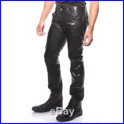 Diesel Pants 100% Lambskin Leather P-Thavar-L Black Men