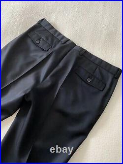 Dior Homme by Hedi Slimane Black Wool Pants- Leather Details Sz US42 IT52