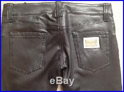 Dolce & Gabbana Men's Black Leather Jeans / Pants Size IT 48