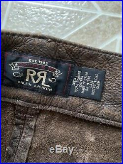 Double RL Ralph Lauren Mens Leather Biker Pants 34/34 Rockstar Cowboy