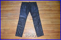 Dsquared² Amazing Runway Classic Clean Smooth Black Leather Pants 50 34 Slim Fit