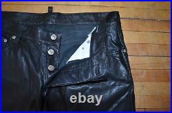 Dsquared² Amazing Runway Classic Clean Smooth Black Leather Pants 50 34 Slim Fit