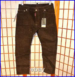 Dsquared2 Kenny Twist Leather Lace Laser Corduroy Cords Jeans Pants 32 33 34 48