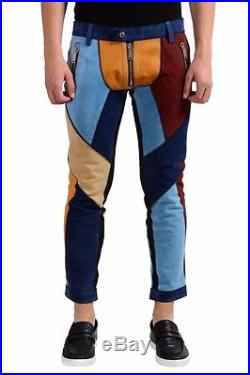 Dsquared2 Men's 100% Suede Leather Cropped Multi-Color Casual Pants US 32 IT 48
