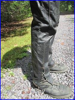 Early 80's AMF Harley Davidson Men's Black Leather Riding Pants 33X34