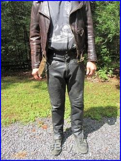 Early 80's AMF Harley Davidson Men's Black Leather Riding Pants 33X34