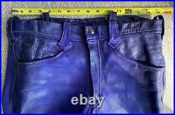 East West Music Company Purple Leather Bell Bottom Jeans Excellent Vintage Cond