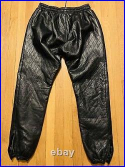 En Noir Black Diamond Quilted Leather Joggers Sweatpants XL