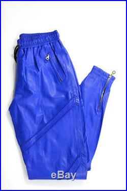 En Noir Men's Blue Leather Pin Tuck Sweatpants Size Extra Large New $1700 085269