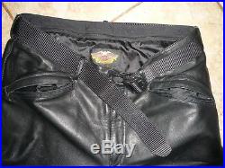 Euc Mens 36 X 34 Inseam Lined Warm Soft Black Leather Harley Davidson Pants