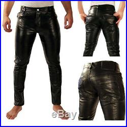 Extreme Leather G8 Men Stylish Button Fly closure COW Leather Pants Trouser Jean