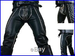 Extreme Leather Genuine Cow Leather Stylis Mens Pant Black Trouser Jeans Pants