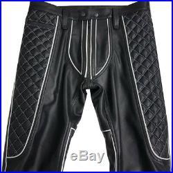 Extreme Leather Genuine Cow Leather Stylis Mens Pant Black Trouser Jeans Pants