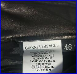 F/W 2010 Look #5 VERSACE RUNWAY SLIM BLACK LEATHER PANTS size 48 38 (M)