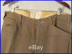 F2069 Riders Green 20's Wool, Leather Accents Riding Pants Men's 37x26