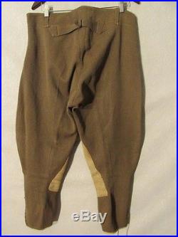 F2069 Riders Green 20's Wool, Leather Accents Riding Pants Men's 37x26