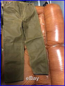 FILSON style 67 Leather Trim Tin pants Vintage BROWN Label Men 38 Wax