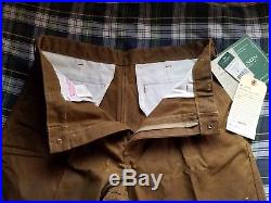 Filson Men's Oil Finish Single Tin Pant Leather Binding Hemmed 38 X 32 Nwt