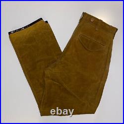 Filson Oil Finish Single Tin Pants 32 x 30 Zip Fly Tan Leather Hem MADE IN USA