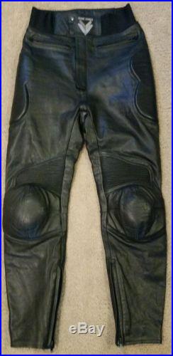 Frank Thomas Men's Leather Motorcycle Pants, Sz. 30-Black with Padding