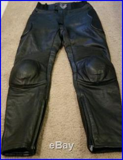 Frank Thomas Men's Leather Motorcycle Pants, Sz. 30-Black with Padding