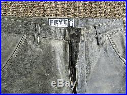 Frye Men's Charcoal Leather Pants Sz 32 NEW