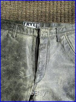 Frye Men's Charcoal Leather Pants Sz 32 Slim Fit NEW